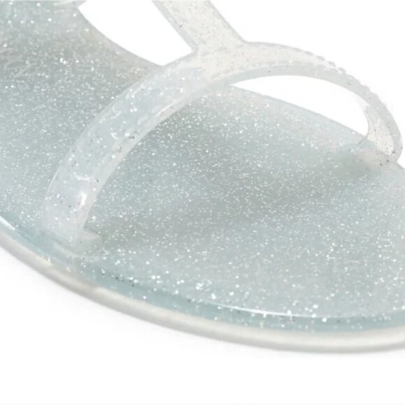Stuart Weitzman Jelly Glitter Mellie Jelly Sandals 6‎ Clear Silver - Picture 2 of 5